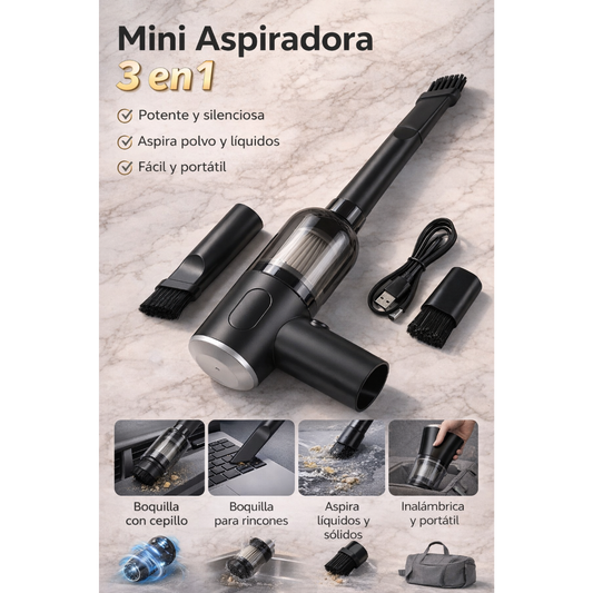 Aspiradora de mano para auto y hogar 3 en 1
